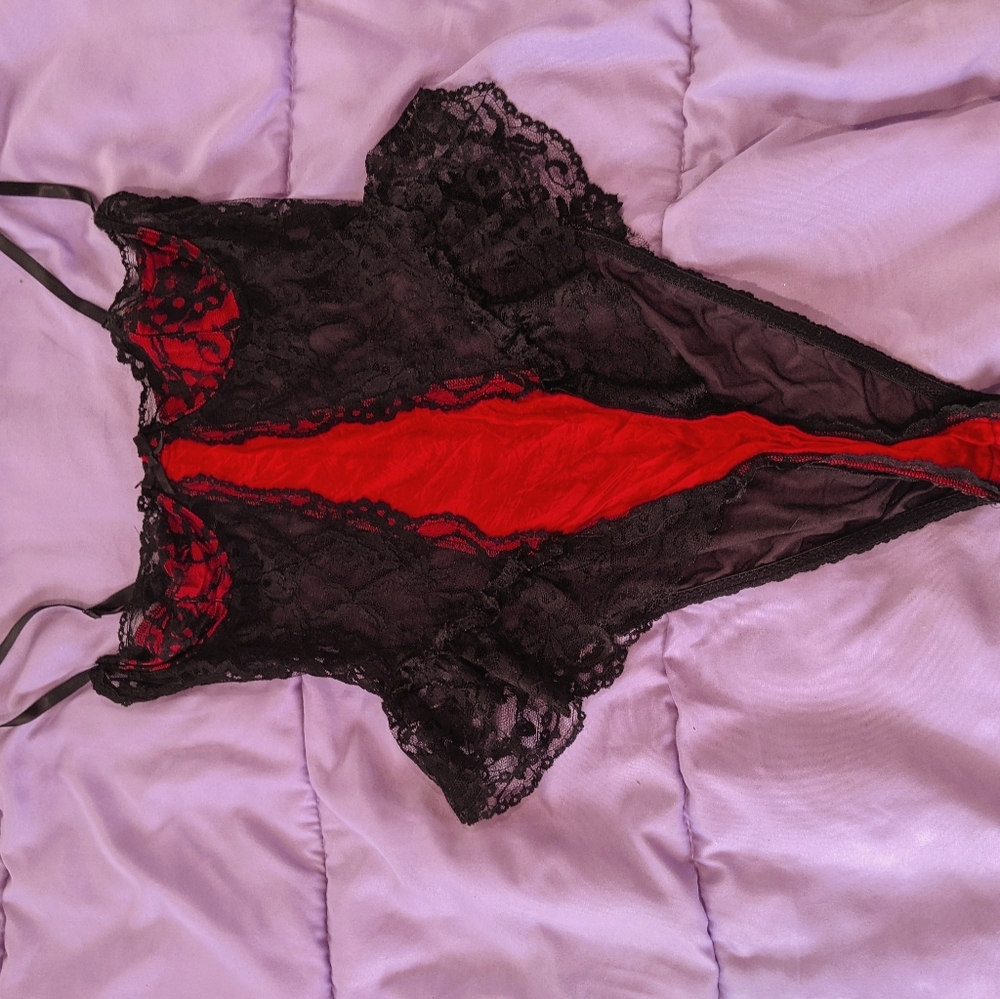 Vampiric sexy read and black lingerie one piece